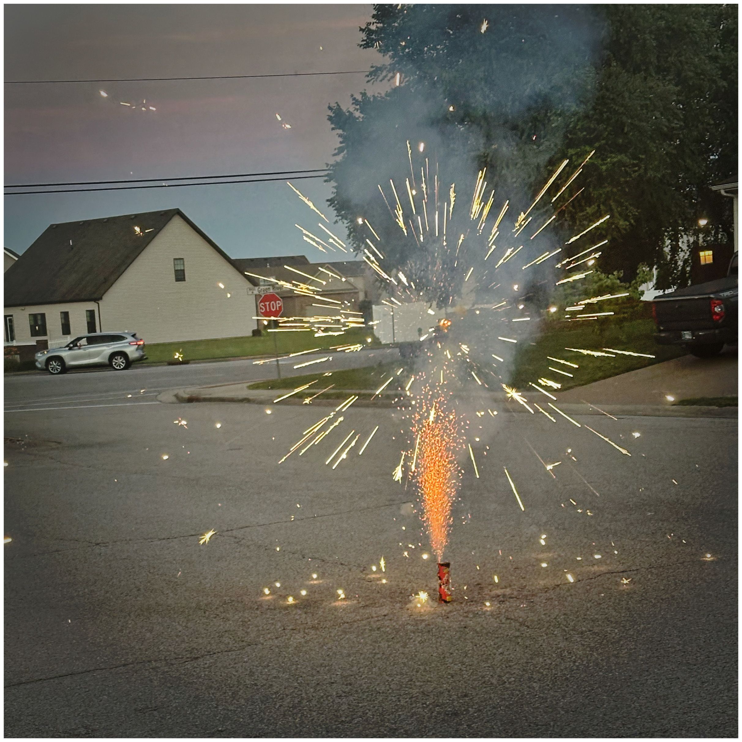 Shooting Fireworks in the Road